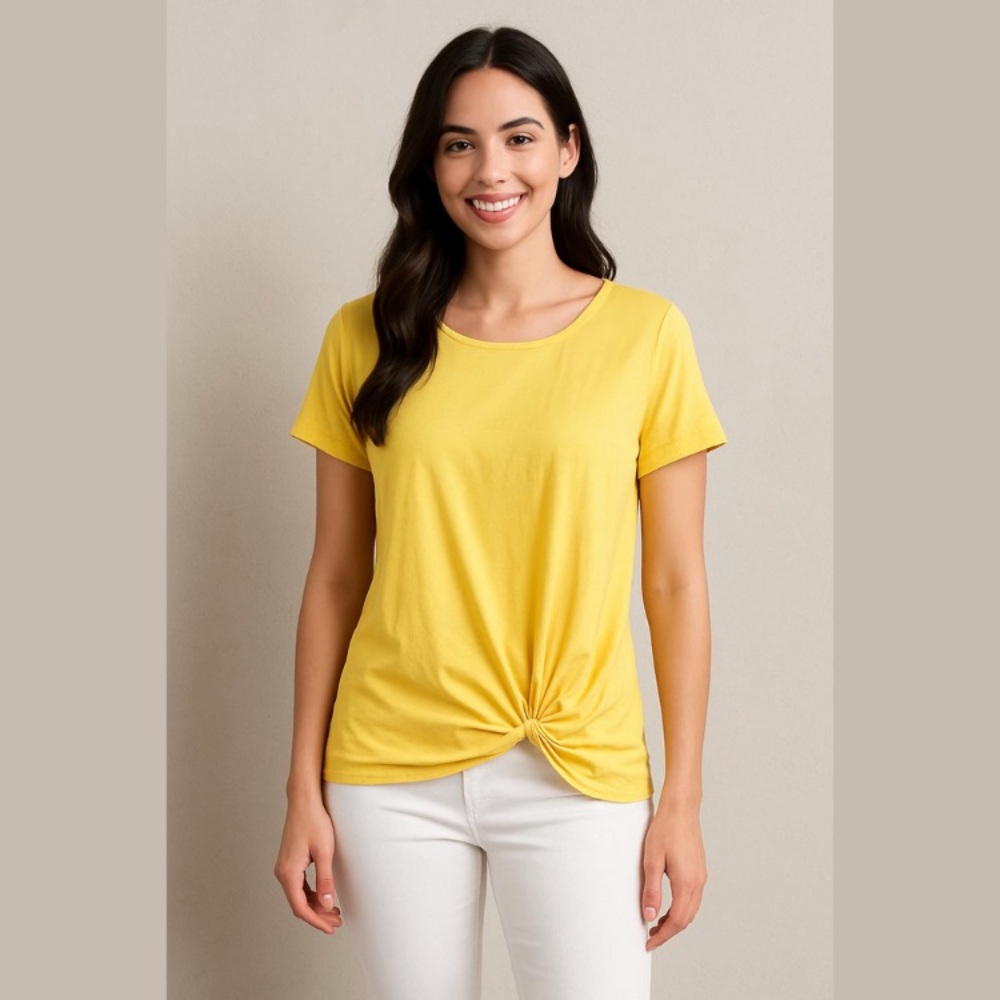 Belle by Kim Gravel Twist Front Yellow Shirt
